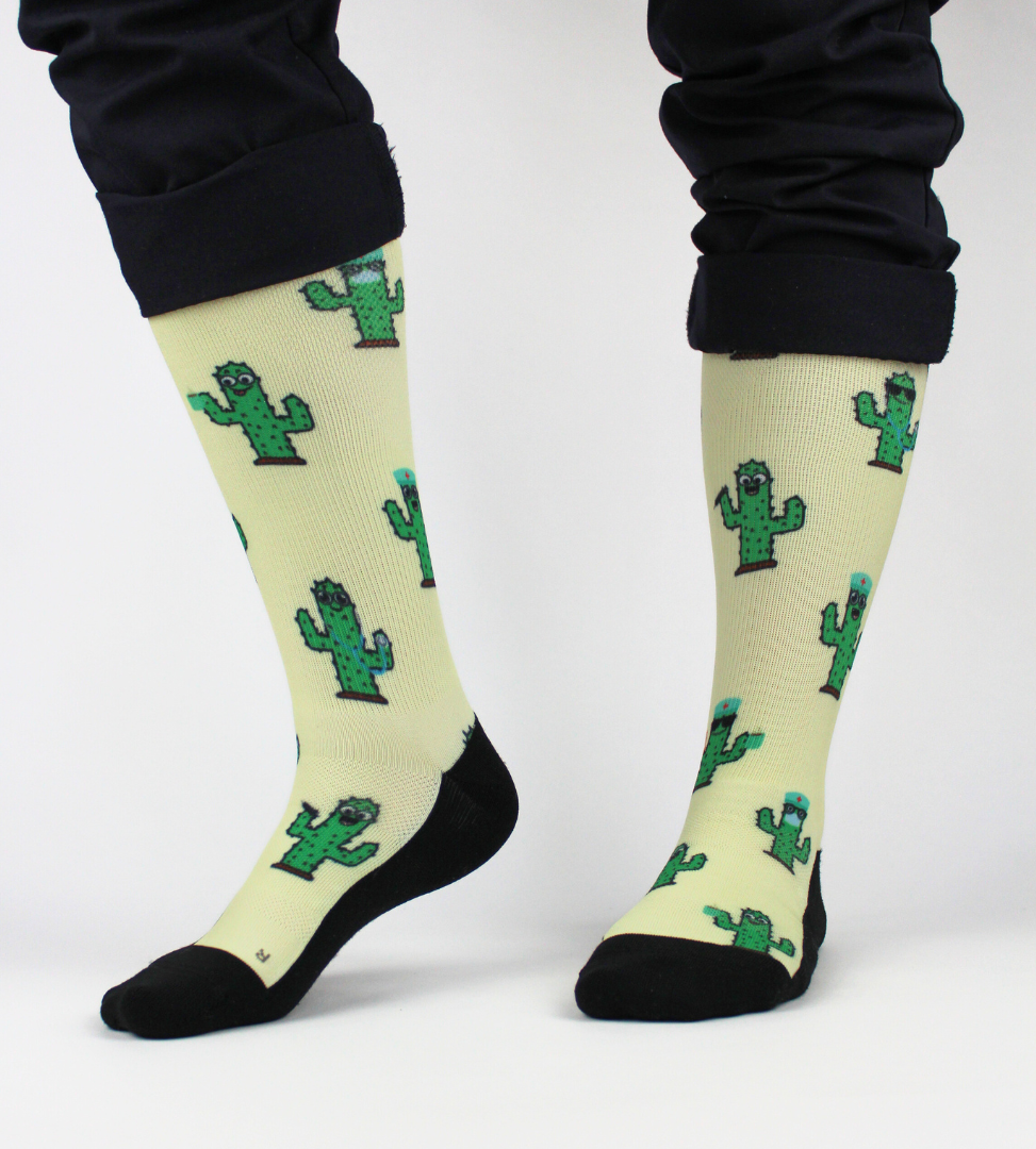 Nurse compression socks, Cactus Party, Front Straight