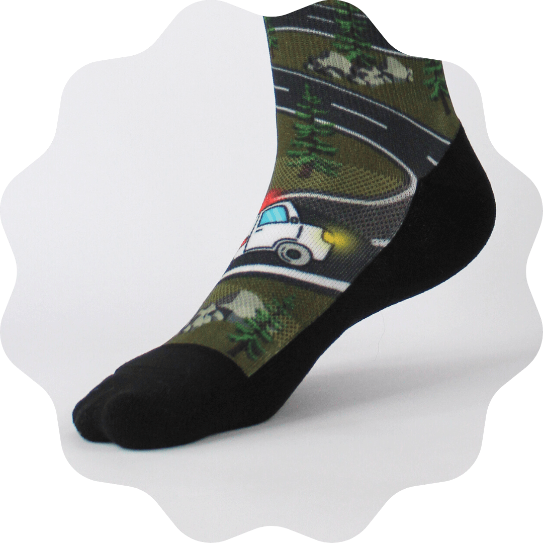 Compression socks for nurses with seamless toe and heel.